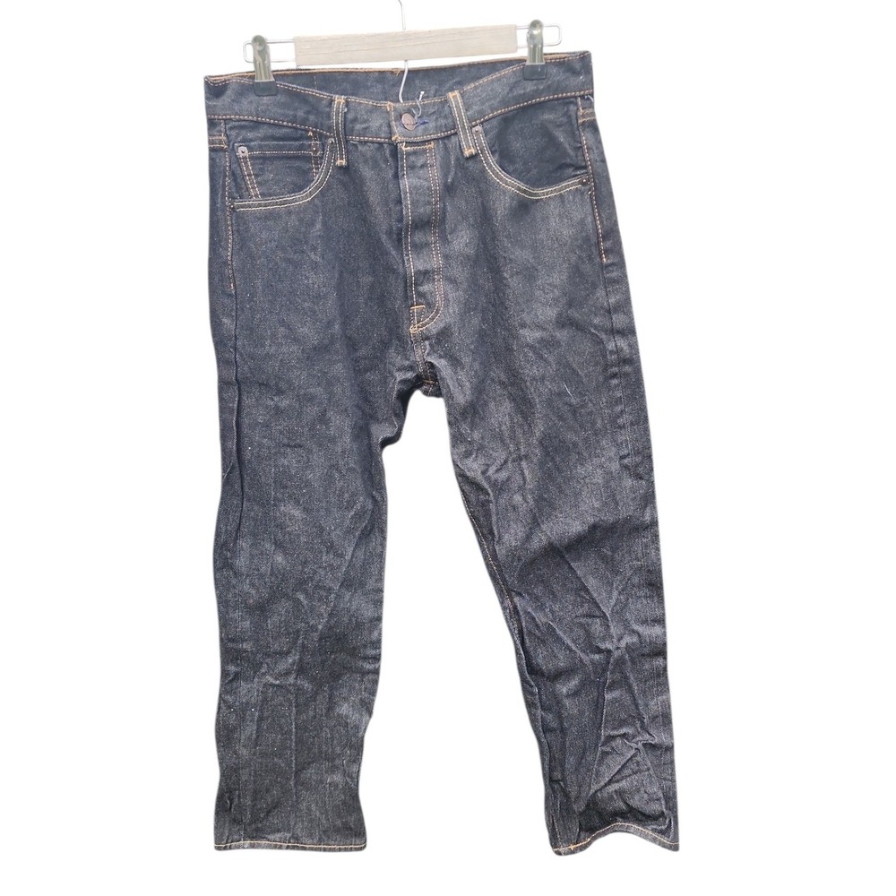 Levis 501 Original Fit Jeans Mens 34x30 Dark Wash Indigo Button Fly Denim